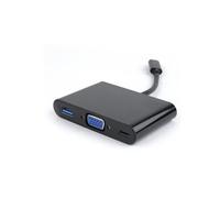 SatelliteSale Convertidor multipuerto USB tipo C a hembra USB 3.0/VGA/USB-C 5Gbps 1080p PVC negro