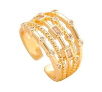 Saterkali Anillo retro envejecido, diseño apilable multicapa, estructura escalonada, textura dorada vintage, para mujer, estilo literario, diario, viajes, citas, fiestas