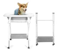 Saterkali Bañera 2 en 1 para perros, estación de lavado portátil para perros para bañarse y asearse, bañera plegable para interiores y exteriores, bañera de ducha para perros pequeños, gatos, mascotas