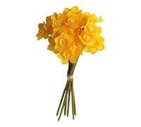 Saterkali Flores artificiales, narcisos realistas de seda amarillos blancos que no se marchitan sin riego, para sala de estar, mesa de comedor, estilo nórdico, decoración del hogar, amarillo, L