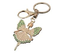 Saterkali Llavero de ballet para niña, colgante de aleación de zinc con incrustaciones de diamante con alas de mariposa brillantes, para mujeres amantes de la danza, bonito llavero de bailarina con