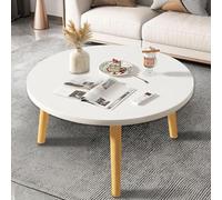 Saterkali Mesa de comedor redonda, estilo minimalista nórdico, 60 cm, pequeña, sólida con patas de madera, resistente al agua, mesa de centro de ocio, muebles para el hogar (blanco)