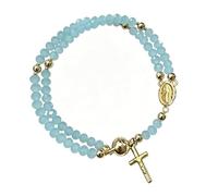 Saterkali Pulsera magnética de rosario, pulsera de aleación con cuentas de oración cristiana, hecha a mano, ligera, cadena cruzada, recordatorio de fe, joyería para mujeres, oración diaria, regalo