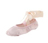 Satin Ballet Dance Shoes for Girls Ballet Pointe Shoes with Sewed Ribbon Kids Split Sole Yoga Flats Childrens Soft Ballroom Jazz Flats Trainer Professional Practice Ballerina Pumps