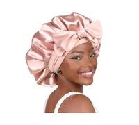Satin Bonnet Silk Bonnet for Sleeping Double Layer Satin Lined Hair Cap with Tie Bonnets for Women Natural Curly Hair Pink pink