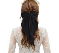 Satin Bow Clips for Women, Large Claw Hair Bows with Long Tail, Aesthetic Hair Barrettes for Thick, Thin & Curly Hair, Elegant Hair Accessories for All Hair Types