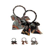 Satin Fabric Hair Bands, 2025 Non Slip Hair Bands Adjustable Hair Band(Black+Light Blue)