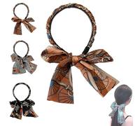 Satin Fabric Hair Bands for Women, Fashionable Upgrade Adjustable Bow Bowknot Headbands of Daily Wearing Women, New Non Slip Retro Headband for Weddings Dating and Sport (Brown, One Size)
