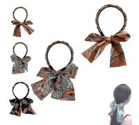 Satin Fabric Hair Bands for Women, Fashionable Upgrade Adjustable Bow Bowknot Headbands of Daily Wearing Women, New Non Slip Retro Headband for Weddings Dating and Sport (Brown + Blue, One Size)