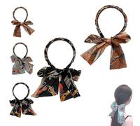 Satin Fabric Hair Bands for Women, Fashionable Upgrade Adjustable Bow Bowknot Headbands of Daily Wearing Women, New Non Slip Retro Headband for Weddings Dating and Sport (Brown + Black, One Size)