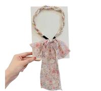 Satin Fabric Hair Bands, Non-Slip Wigs Tied Hair Ribbon, Retro Satin Cross Knotted Fabric Headband, Adjustable Hair Band for Women(Pink)