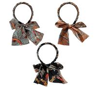 Satin Fabric Hair Bands, Retro Satin Cross Knotted Fabric Headband,Fashionable Adjustable Bow Bowknot Hairbands,Non Slip Ribbon for Hair for Women (3pcs)
