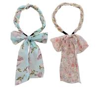 Satin Fabric Hair Bands, Retro Satin Cross Knotted Fabric Headband,Fashionable Adjustable Bow Bowknot Hairbands,Non Slip Ribbon for Hair for Women (2pcs-A)
