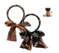 Satin Fabric Hair Bands, Retro Satin Cross Knotted Fabric Headband, Soft Hair Curlers for Daily Wearing, Dating, Sport, Making Up(Black+Orange)