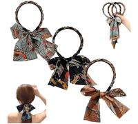 Satin Fabric Hair Bands, Ribbon for Hair Fashionable Adjustable Bowknot Hairbands, Retro Satin Cross Knotted Fabric Headband, Bohemian Style for Daily Wearing Dating and Making Up (3 Colors,3PCS)