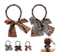 Satin Fabric Hair Bands, Ribbon for Hair Fashionable Adjustable Bowknot Hairbands, Retro Satin Cross Knotted Fabric Headband, Bohemian Style for Daily Wearing Dating and Making Up (Orange + Blue,2PCS)