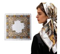 Satin Hair Scarf - 35inch Square Large Vintage Soft Silk Feel, Wraps Head Beautifully Night Sleeping, Protects Delicate Natural Curls, Accents Luxury Fashion Designer Purses, Lightweight Chic Summer B