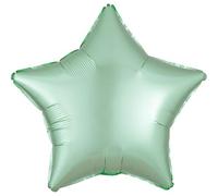 amscan- Mint Green Satin Luxe Foil Balloon with Star Shape Design-1 Pc cumpleaños Globo de aluminio satinado de lujo verde menta con diseño en forma de estrella, 1 unidad, Color, Large (39915-02)