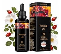 Satin Naturel Aceite de Rosa Mosqueta Bio 50 ml - 100% Rosa Canina Pura Prensada en Frío - Aceite para Rostro, Cuerpo, Masaje y Cabello - Aceite de Rosa Silvestre para Piel Seca con Efecto Antiedad
