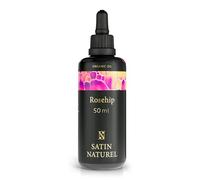 Satin Naturel Aceite de Rosa Mosqueta Orgánico 100% Puro 50 ml - Vegano y Prensado en Frío - con Vitaminas C, A y E + Omega 3 - Cuidado Natural Hidratante para Piel y Cuerpo