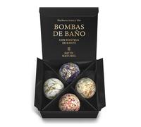 Regalos Originales para Mujer - 4 Bombas de Baño Bio Hechos a Mano con Aceites Esenciales y Manteca de Karite Pura - Regalo Mujer Cumpleaños - Regalos Mujer Satin Naturel