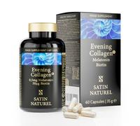 Satin Naturel Colágeno Marino Hidrolizado 580 mg con Magnesio, Ácido Hialurónico, Melatonina y Biotina - 60 Cápsulas Veganas de Alta Dosis para Articulaciones, Piel, Cabello y Huesos