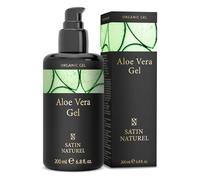 Satin Naturel Gel de Aloe Vera Bio 200 ml - 100% Vegano & Cosmética Natural - Gel de Aloe Vera Concentrado - Con Ácido Hialurónico & Pantenol - After Sun & Cuidado Hidratante Rostro, Cuerpo y Cabello