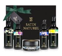 Satin Naturel Regalo de belleza para Mujer - Regalos Originales Organicos - Aceite de Argan - Aceite de Jojoba - Aceite de Almendras - Exfoliante Corporal XXL - Regalos Luxos