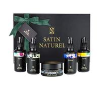 Satin Naturel Set de Regalo de Lujo 5x30 ml | Set de Cuidado Facial con Aceite de Argán Bio, Ricino, Almendras, Jojoba y Exfoliante de Sal del Mar Muerto