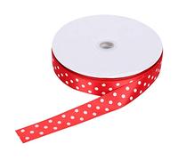 Satin Ribbon, Polka Dot Printed, Craft Tool for Hair Bows, Decorations, Farmhouse Garland, Polka Dot Satin Ribbon (Red)