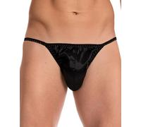 Satini Bragas de Bikini de Tanga de satén para Hombres (Negro, XXL)