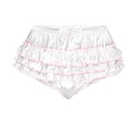 Satini Braguita Sissy Raso Falda de Tres Volantes | Tacto Sedoso, Capas Superpuestas, Lazo Delantero, Cintura Elástica Segura, Tallas S-XXL