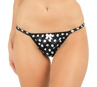 Satini Braguitas de Lunares satinados Tanga Bikini Ropa Interior (De Lunares - Negro, M)
