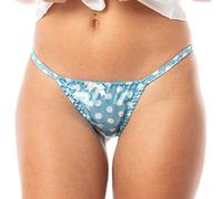 Satini Braguitas de Lunares satinados Tanga Bikini Ropa Interior (De Lunares - Turquesa, M)