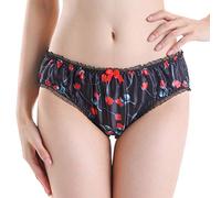Satini Braguitas de satén con Volantes Tanga Bikini Bragas Ropa Interior (Negro, XXL)