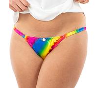 Satini Braguitas de satén Tanga Bikini Ropa Interior (arcoíris, S)