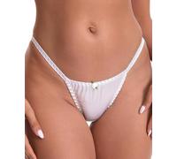 Satini Braguitas de satén Tanga Bikini Ropa Interior (Blanco, L)