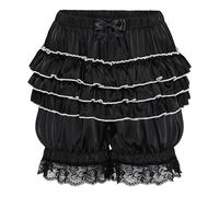 Satini el marica con Volantes Victoriano Lolita Bombachos Pantalones Cortos Sedoso Satén Bombacho de Calabaza (Negro, S)