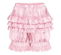 Satini el marica con Volantes Victoriano Lolita Bombachos Pantalones Cortos Sedoso Satén Bombacho de Calabaza (Rosa bebé, L)