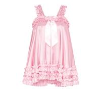 Satini Lencería Satén el marica con Volantes Volantes Babydoll Vestido Negligé Femenino Travestismo Cosplay (Rosa bebé, S)