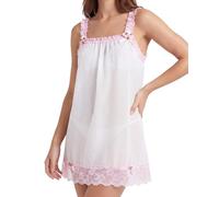 Satini Lencería Transparente el marica Babydoll Volantes Volantes Bragas Enagua Completa Ropa de Noche (Blanco - Rosa bebé, XL)