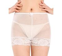 Satini Nylon de Lujo Pura Ropa Interior Bragas francesas (Blanco, S)