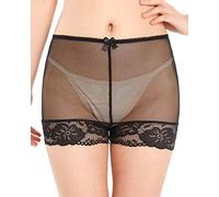 Satini Nylon de Lujo Pura Ropa Interior Bragas francesas (Negro, XXL)