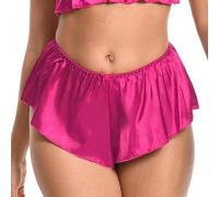 Satini Satén Culottes con Pliegues Falda Pantalones Cortos Panties satinados Ropa Interior (Rosa Fuerte, M)