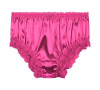 Satini Satén Encaje con Volantes el marica Bragas de Corte francés Calzoncillos Panties satinados Ropa Interior (Rosa Fuerte, L)