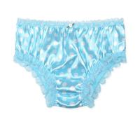 Satini Satén Encaje con Volantes el marica Bragas de Corte francés Calzoncillos Panties satinados Ropa Interior (Turquesa - De Lunares, L)