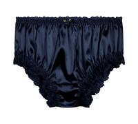 Satini Satén Encaje con Volantes el marica Bragas de Corte francés Calzoncillos Panties satinados Ropa Interior (Azul Oscuro, L)