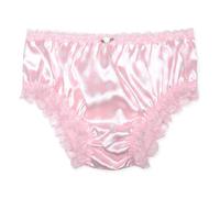 Satini Satén Encaje con Volantes el marica Bragas de Corte francés Calzoncillos Panties satinados Ropa Interior (Rosa bebé - De Lunares, L)