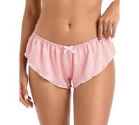 Satini Satén Talle bajo Tiro Culottes con Pliegues el marica Calzoncillos Panties satinados Ropa Interior (Rosa bebé - Blanco, XXL)