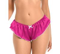 Satini Satén Talle bajo Tiro Culottes con Pliegues el marica Calzoncillos Panties satinados Ropa Interior (Rosa Fuerte - Blanco, M)
